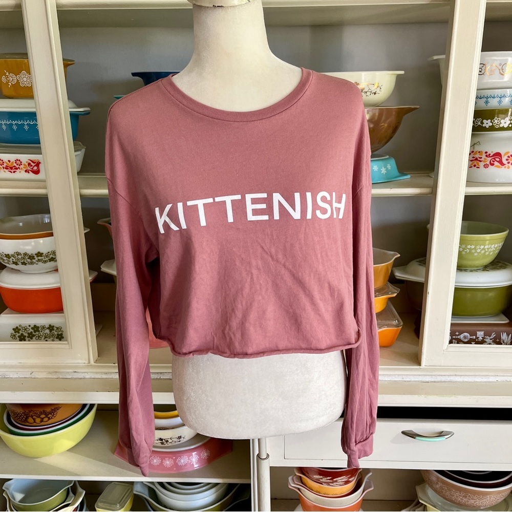 Kittenish Dusty Rose Logo Crop Top - Size Small